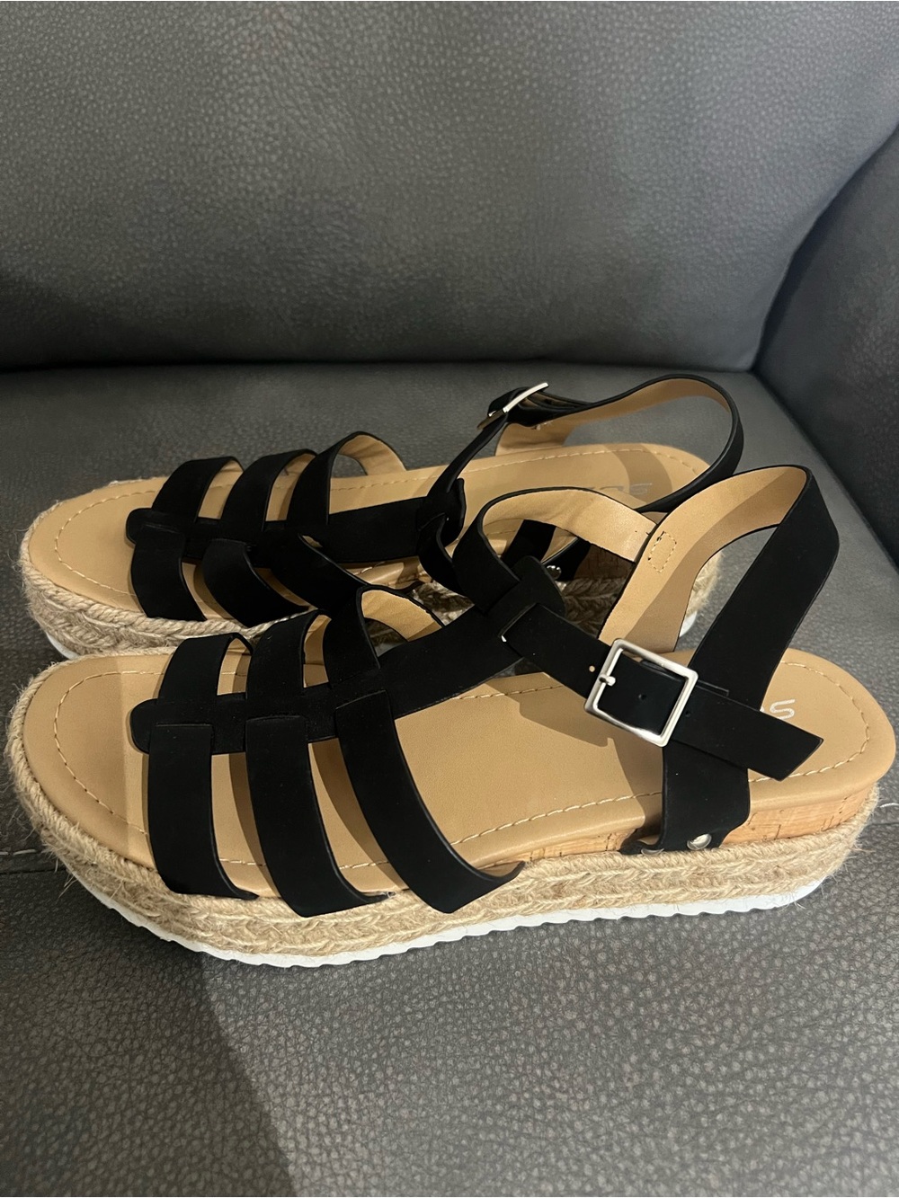 SODA Women's Black Strappy Sandals